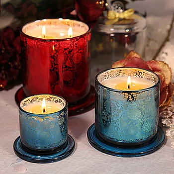 

3 Piece/Lot Festive Unicorn Glass Candle Jars With Lid Wedding Decoration Aroma Candles Wax Jar Gift Candele Led QLB052