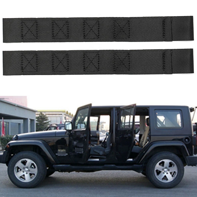 2x черные Регулируемые дверные ограничительные ремни для Jeep Wrangler Cj Tj Yj 1955~ 2006