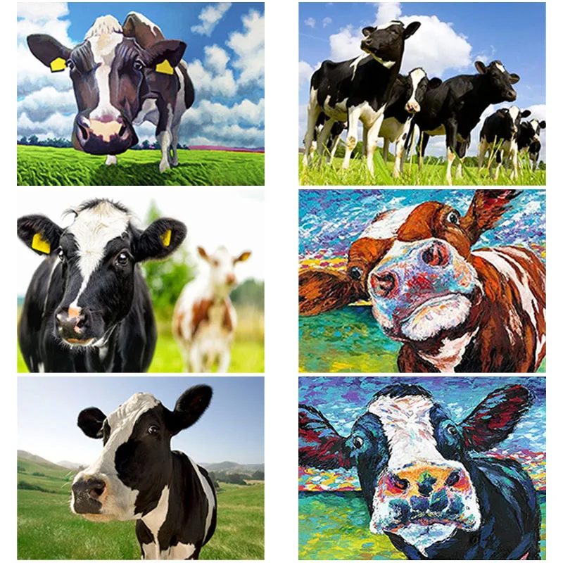 

Diy 5d Diamond Painting Cow Pasture Diamond Embroidery Animal Cross Stitch Full Round Drill Manual Art Gift Home Decor Crafts
