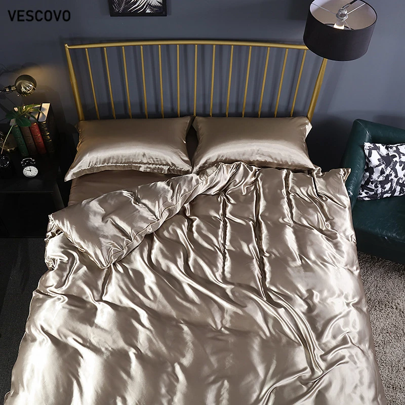 VESCOVO шелк тутового шелкопряда постельные принадлежности Постельное белье dekbedovertrek королева простыня одеяло покрывало наборы