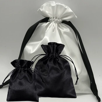

Satin Bag for Jewelry Pouch Cosmetic Makeup Packaging Drawstring Bag Print Logo Jewelry Pouch 10PCS