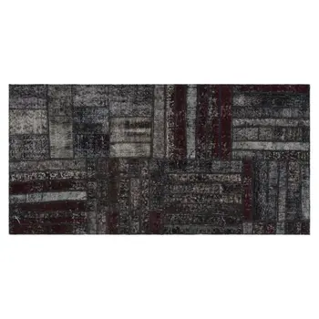 

Handmade Black Vintage Overdyed Patchwork Area Rug 079x156 Cm-2'7''X5'1''
