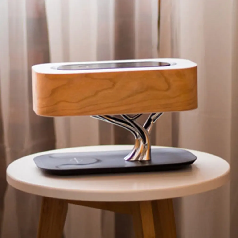 US $101.49 Multifunction LED Table Lamp Speaker Auto Sleep Mobile Phone Wireless Charger Tree Design Home Decoration