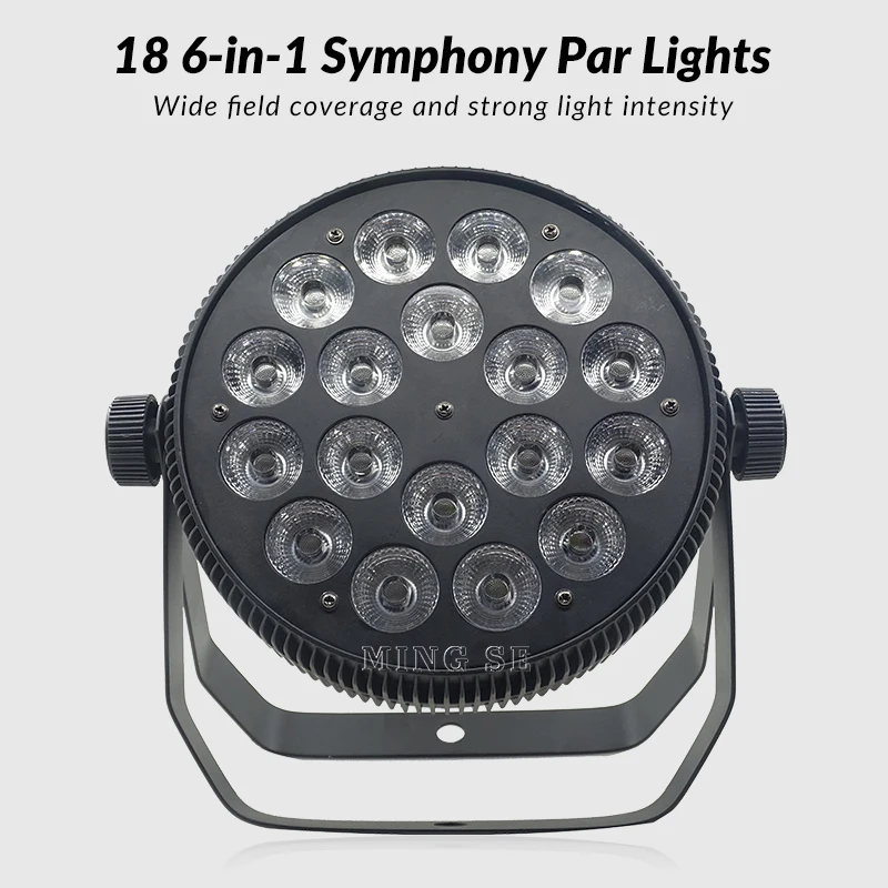 18x18 Вт алюминиевый светодиодный светильник RGBWA UV 6IN1 плоский с DMX512 управлением