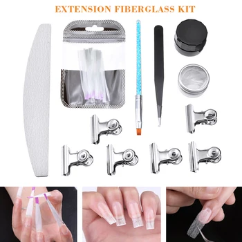 

Fiber Glass UV Gel Nails Polish Extension Kit Nail Builder Gel Fiberglass Professional Tweezers Salon Manicure Tool Set