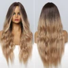 Blonde Unicorn Long Natural Wavy Synthetic Wig Ombre Brown to Blonde Wigs with Middle Part Heat Resistant Fiber Hair for Women ► Photo 3/6