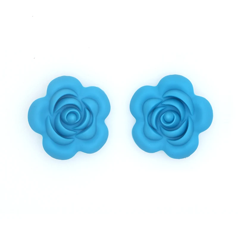 Sky blue Kovict 10 шт. силиконовые розовые бусины BPA Бесплатно Детские Прорезыватели для зубов в форме цветка Детские Прорезыватели Для Прорезывания Зубов Ожерелье для изготовления - Цвет: Sky blue