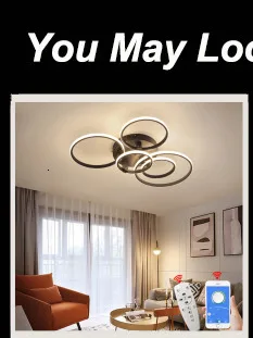 Smart Home Alexa Circle Rings Modern led Chandelier For living Room Bedroom Study Room White/Brown Color Chandelier rectangular chandelier