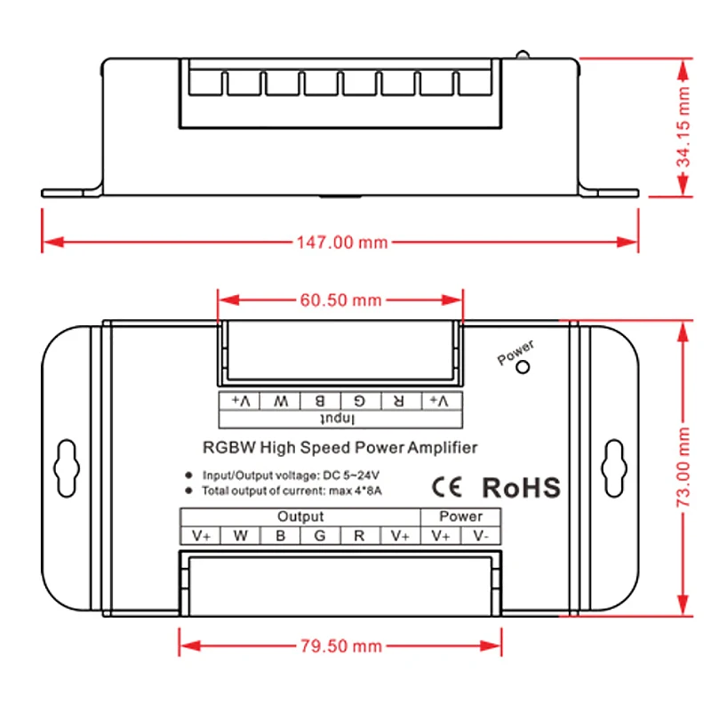 8Ax4 канальный Rgbw высокоскоростной светодиодный Усилитель мощности Dc5 ~ 24V выход