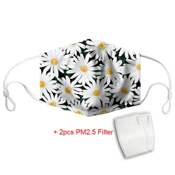 

Flower Printed Mouth Mask Cotton Mask Floral Pattern Anti Dust Mouth-Muffle Face Mask Reusable Breathable Mask with PM2.5 Filter