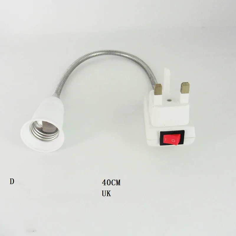 Великобритания ЕС вилка Универсальный E27 патрон настенная розетка Портативный E27 Лампа патрон E27 резьбовой адаптер конвертер - Цвет: 40CM UK