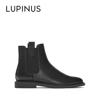

Lupinus Winter Flat Ankle Boots For Women 2020 New Fashion Women Black Chelsea Boots Luxury Brand Design Women Leather Boots