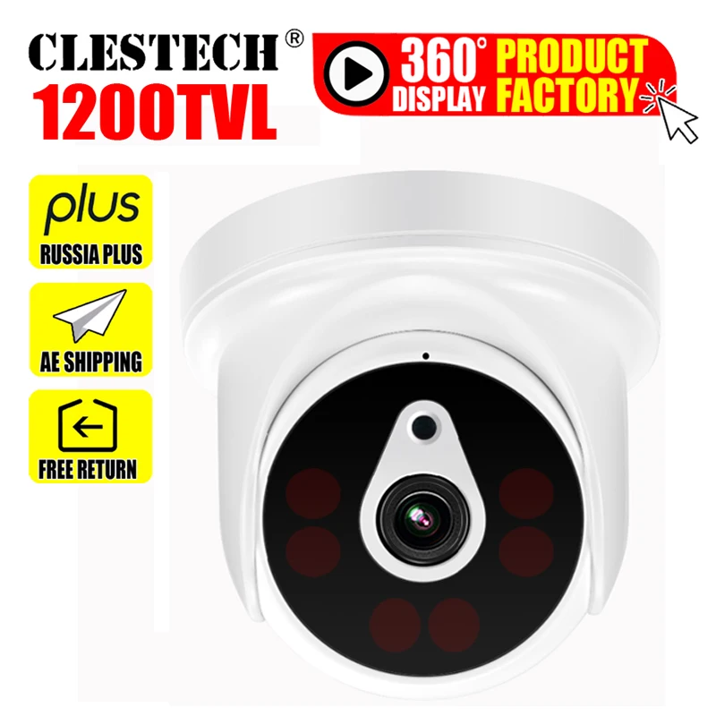 Big discoun t 1200tvl hd CCTV Camera indoor dome nano 6led array infrared Night Vision home color security Surveillance vidicon