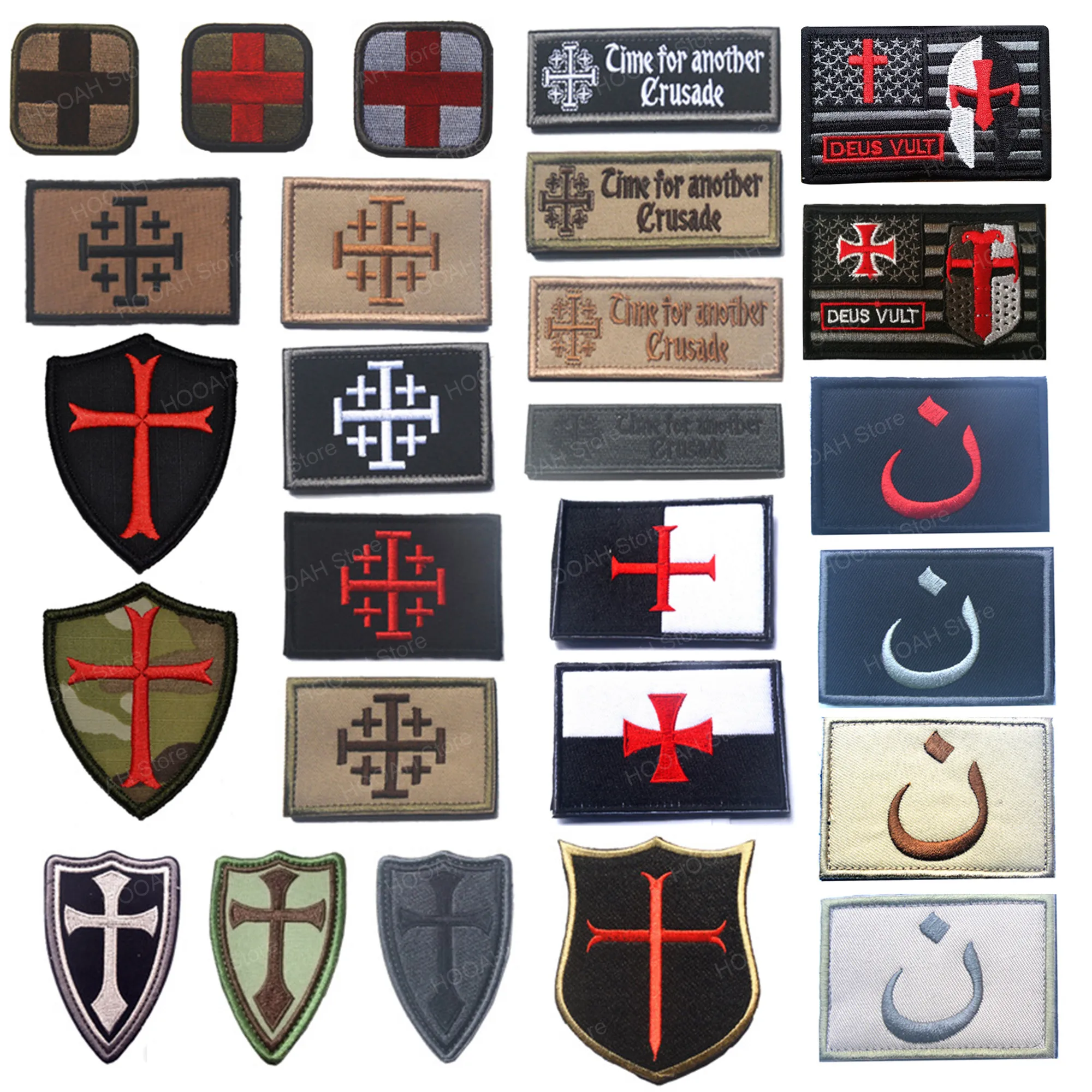 KNIGHTS TEMPLAR SEAL iron-on PATCH embroidered CRUSADES BLACK  4" LARGE 