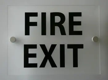 

Customize "FIRE EXIT" FROSTED ACRYLIC SIGNS - FOR HOTEL / OFFICE / RETAIL / WALLS OR DOORS