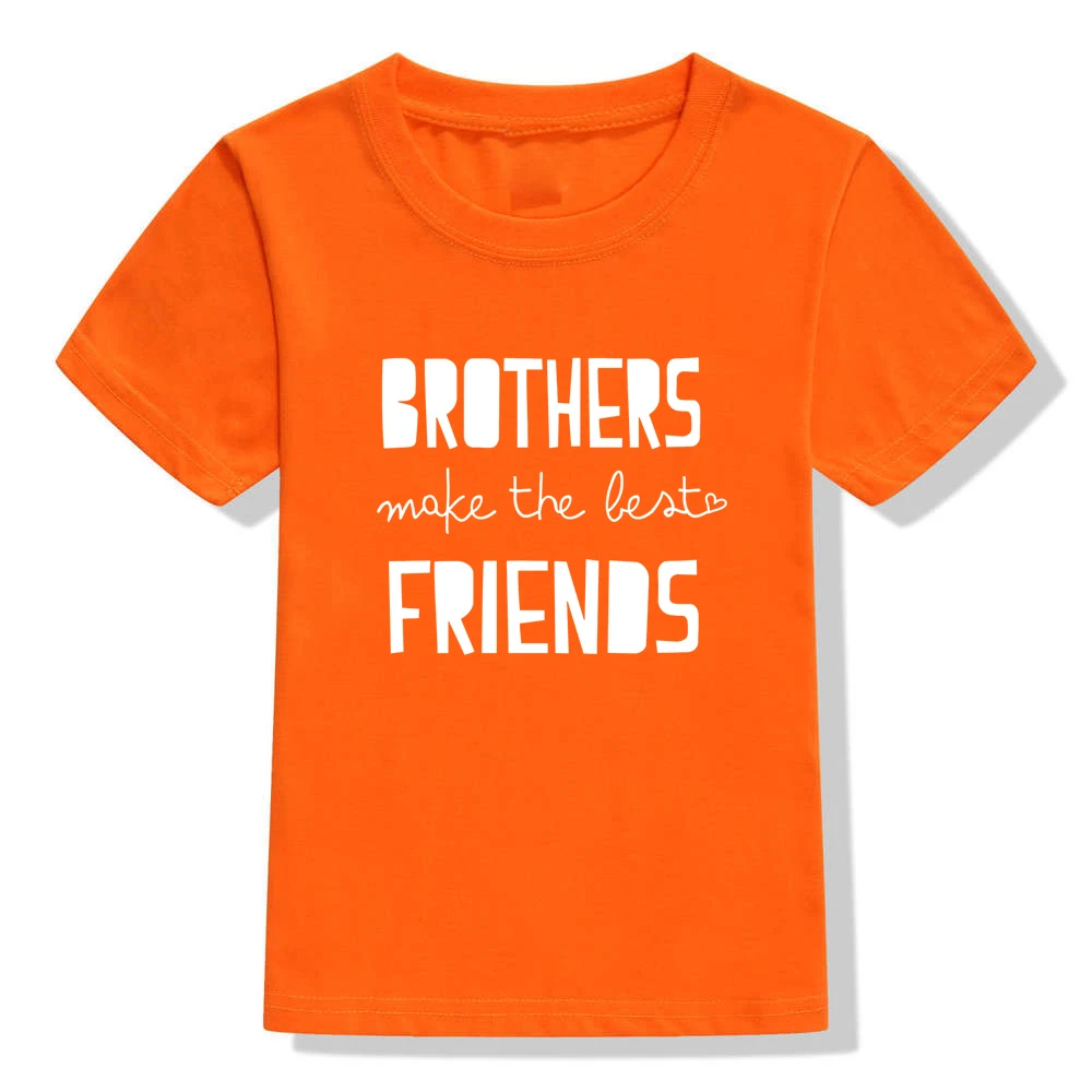 1 предмет, футболка с надписью «Brothers Make The Best Friends» для мальчиков, футболки для всей семьи, модные детские футболки, летние футболки