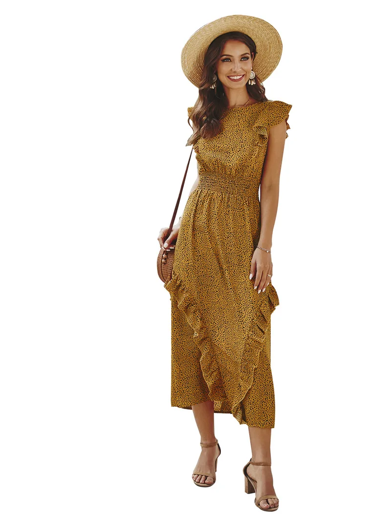 

Chiffon dress 2020 summer new super fairy lotus leaf waist was thin in the long fairy women