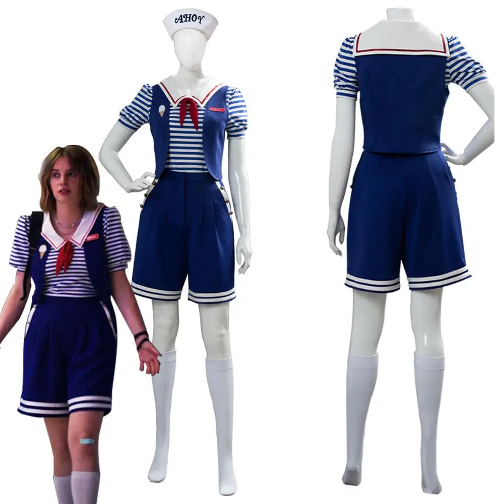

Stranger Things 3 Cosplay Costume Scoops Ahoy Robin Steve Harrington Costume Uniform Sailor Outfit Halloween Carnival Costume