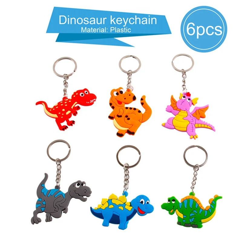Huiran/Товары для дня рождения динозавра, Вечерние Декорации в стиле «Мир Юрского периода», «Джунгли», «День рождения», Deocr, Детские сувениры для девочек и мальчиков - Цвет: Metal Keychain 6pcs
