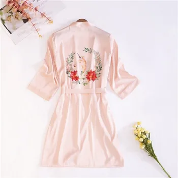 

New Sexy Women Silk Satin Lingerie Robe Ladies Sleepwear&Robes Spaghetti Strap Bathrobe Casual Loose Nightdress Nightgown Summer