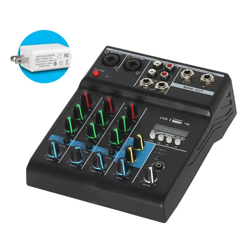 US $23.49 2021 New Professional Audio Mixer 4 Channels Bluetooth Sound Mixing Console For Karaoke