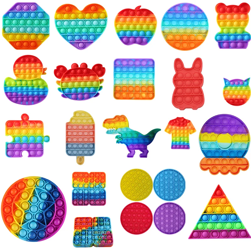 Arco Iris de empuje de Pops Fidget sensorial Juguetes Para Autisim necesidades especiales Anti-estrés juego de alivio de estrés blandita Pop Fidget Juguetes | Juguetes Fidget | Fidget Juguetes