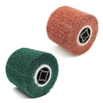 

HOT-2Pc 120X100X19mm P180/P80 Non-Woven Nylon Flap Brush Satin Drawing Polishing Deburring Drum Wheel for Stainless Steel