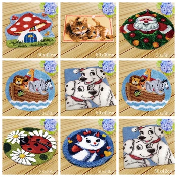 

Cat Dog Latch Hook Cushion Animals Carpet Cross Stitch Embroidery Needlework Crochet Pillows Accessories DIY Latch Hook Rug Kit