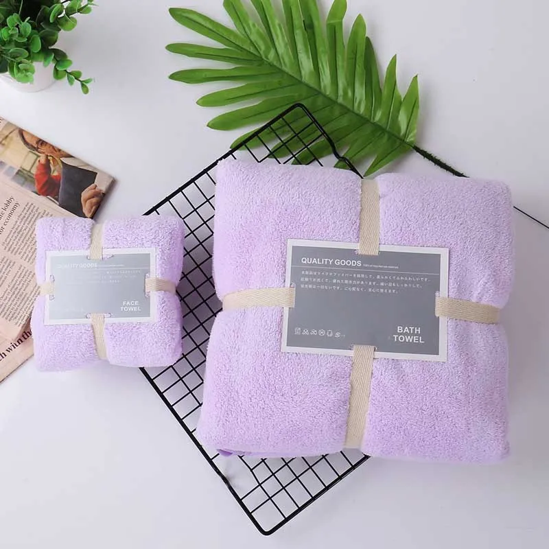purple 2 шт./компл. Ванна Полотенца комплект из кораллового флиса ванны полотенце для взрослых детей мягкие абсорбирующие полотенца для лица для малышей, для детей, сезон лето; домашние тапочки - Цвет: purple