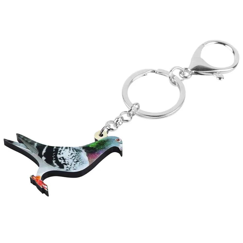 Dolce Acrilico Piccione Portachiavi Portachiavi Uccello Portachiavi per Borsa Charms, Blu, Medium