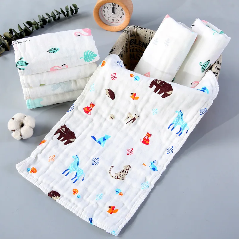 

5PCS/lot Face Towel 6-layer High-Density 100% Cotton A Class Muslin Gauze Wipe Cloth Baby Handkerchief Baby Saliva Towel 25x50cm