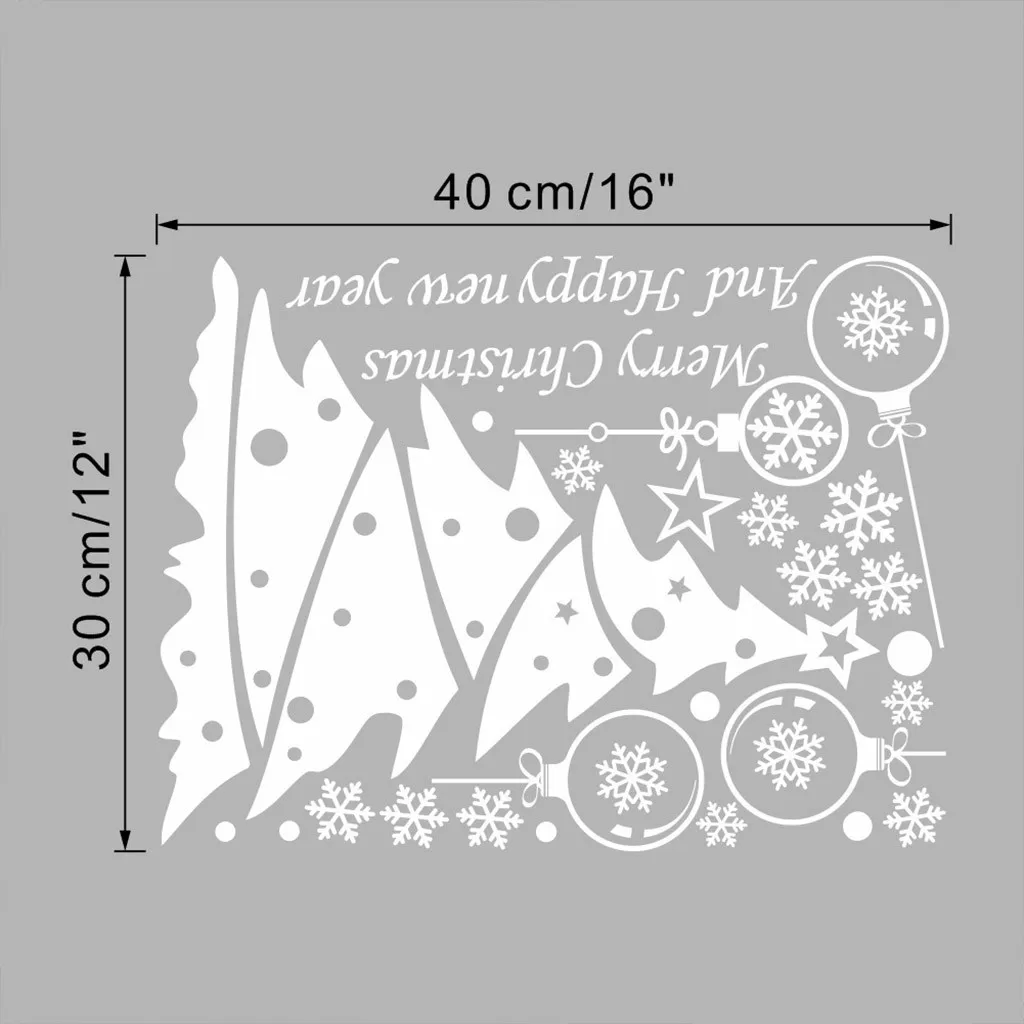 Christmas Wall Sticker Home Decor Store Window Decoration Hanging Jingle Bell Snowflake Reindeer Christmas tree papel de parede