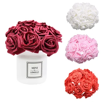 

24pcs 7cm Artificail Flowers for Decoration DIY Bouquet Wreath Flowers For Needlework PE Fake Rose Flower Home Wedding Supplies