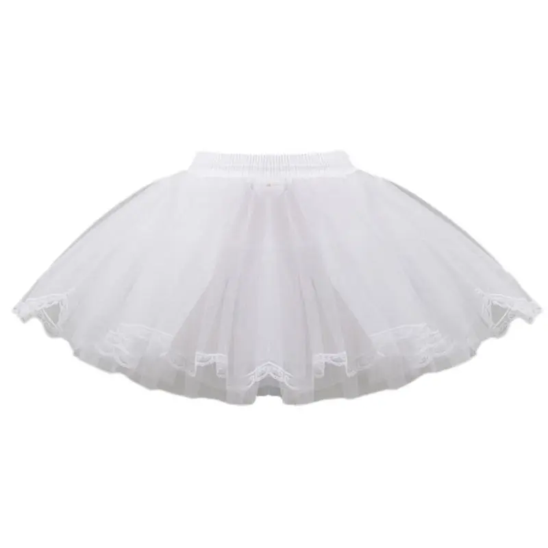 

Hard Net Lace Bride Wedding Dress Petticoat Kids Women Short White Mesh Petticoats Elastic Drawstring Waistband no Hoop Tulle Sk
