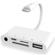 SD TF Card Camera Connection Kits for Lightning to 3.5mm Jack USB Camera Reader adapter OTG Cable For iPhone 12/11/XS/XR/8P/iPad