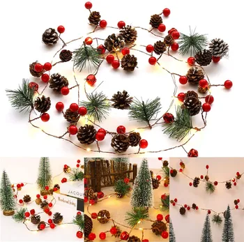

Christmas Garland Lights 2M 20LEDs Copper Wire Pinecone Berries Fariy Light for Outdoor Thanksgiving Holiday Party Decorations
