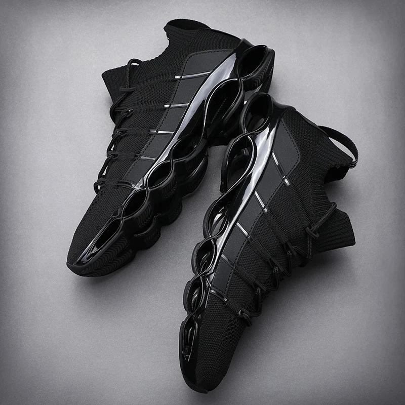 Comfortable Fashion Men's Lightweight Breathable Flying Woven Blade Running Shoes Soft Sports Shoes Mens Sneakers Size 39-44