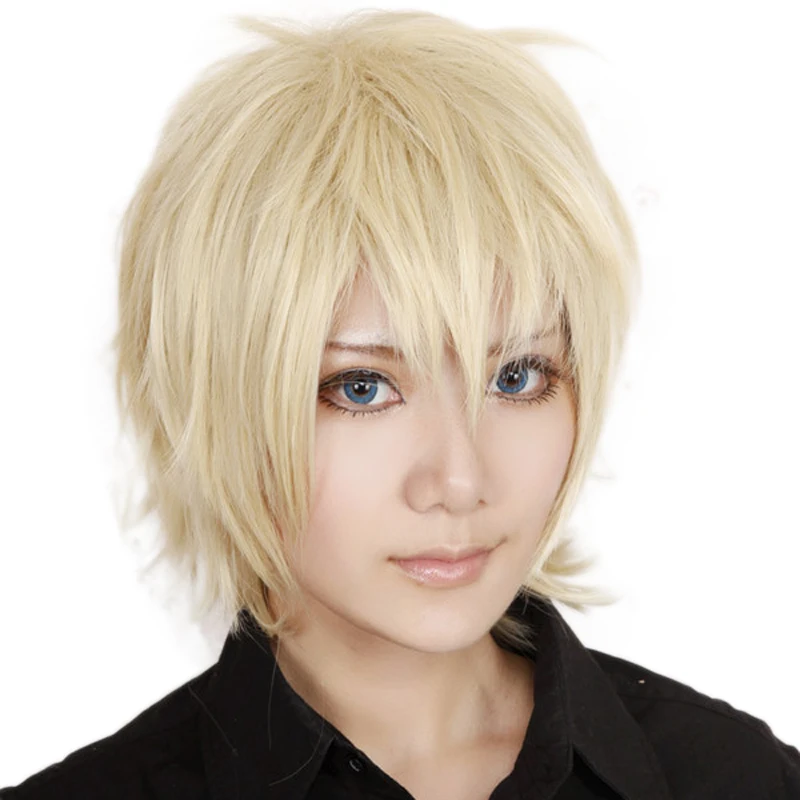 

(Alice-Wig 088) Heat Resistant Fiber Hairpiece Synthetic Hair Anime Axis Powers Arthur Kirkland Iggy Gold Short Cosplay Wig