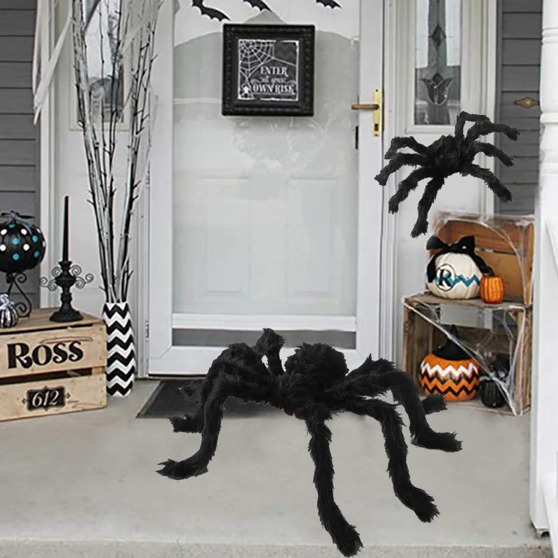 Horror Giant Black Plush Spider Halloween Party Decoration Puntelli Bambini Giocattoli Per Bambini Decorazioni Per La Casa Stregata
