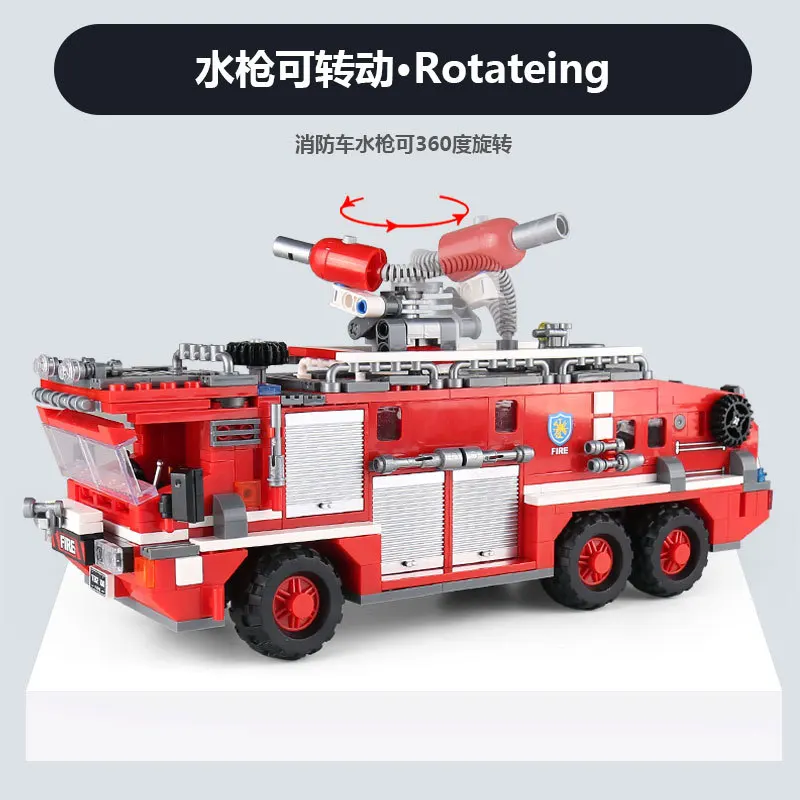 

XINGBAO Xb03030 Fire Truck Series Water Tank Fire Truck Assembled Inserted Building Blocks Educational Small Particles Toy
