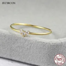 

JECIRCON 925 Sterling Silver Heart Shaped Inlaid Zircon Ring Korean Style Simple Slim Rings for Women Fashion Wedding Jewelry