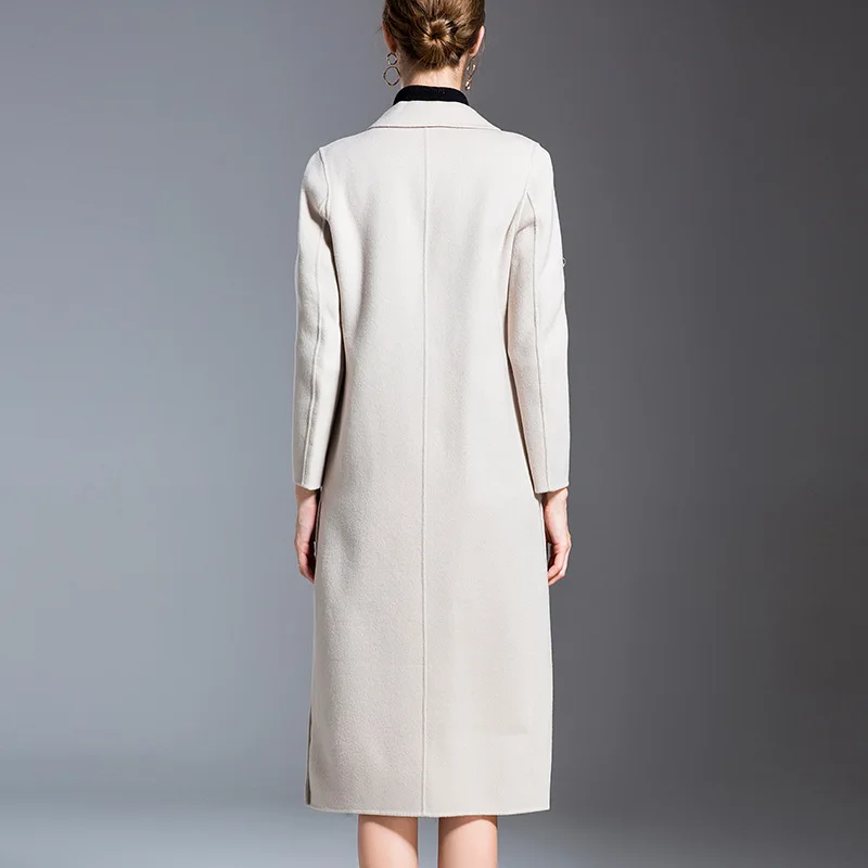 Высококачественное осеннее кашемировое пальто, теплое зимнее пальто из альпаки, женское длинное шерстяное пальто, офисное женское тонкое пальто большого размера, большие размеры