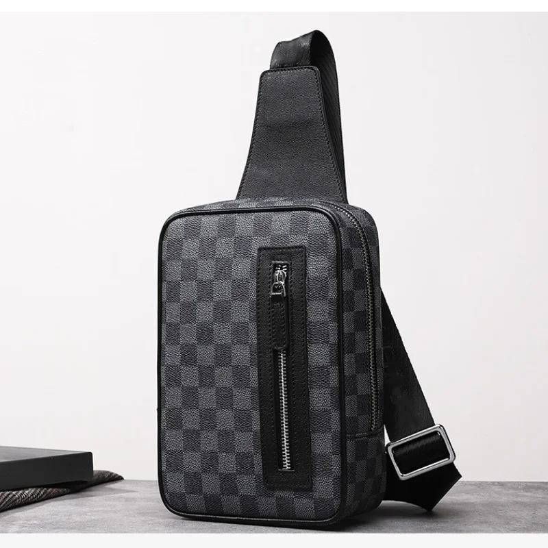 

HORIZONPLUS Men Shoulder Messenger Bag Unisex Printed square check mobile phone Korean chest bag male fashion CROSSBODY SLING
