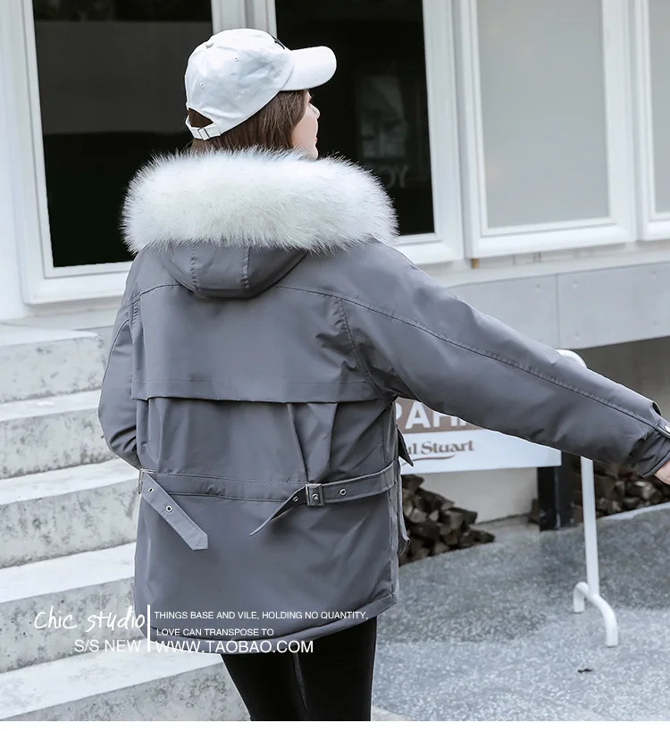 High-End Large Size Cotton Coat WOMEN'S Coat Autumn And Winter New Style Fashion Loose-Fit Slimming-Style Short Hooded Fur