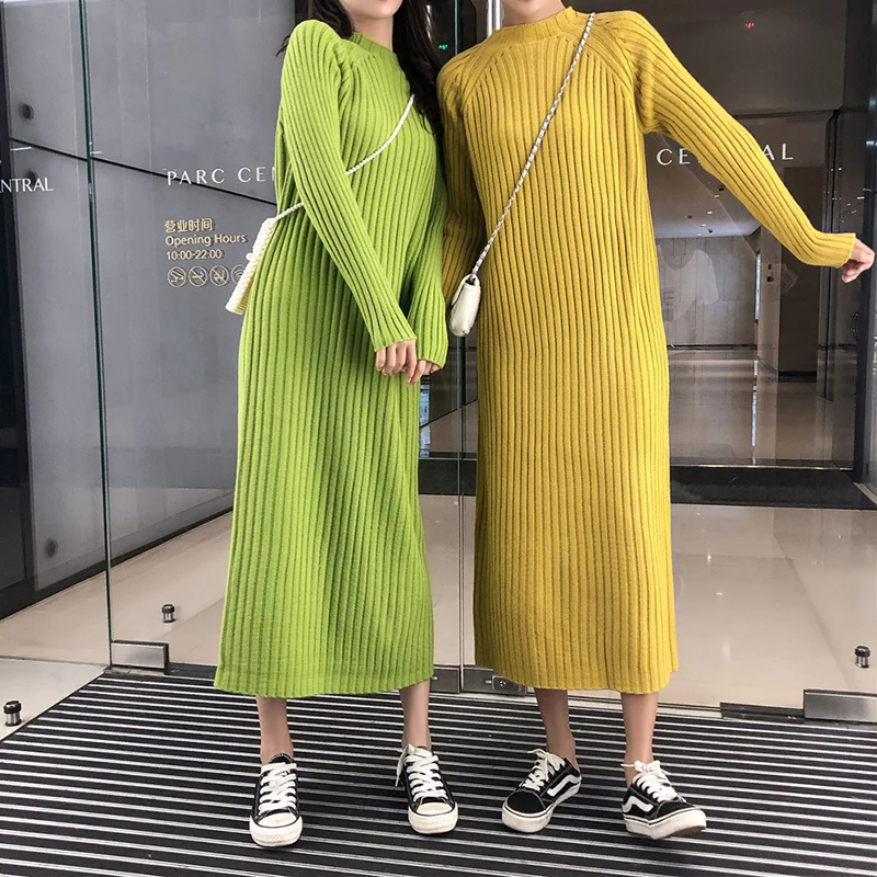 long green sweater dress