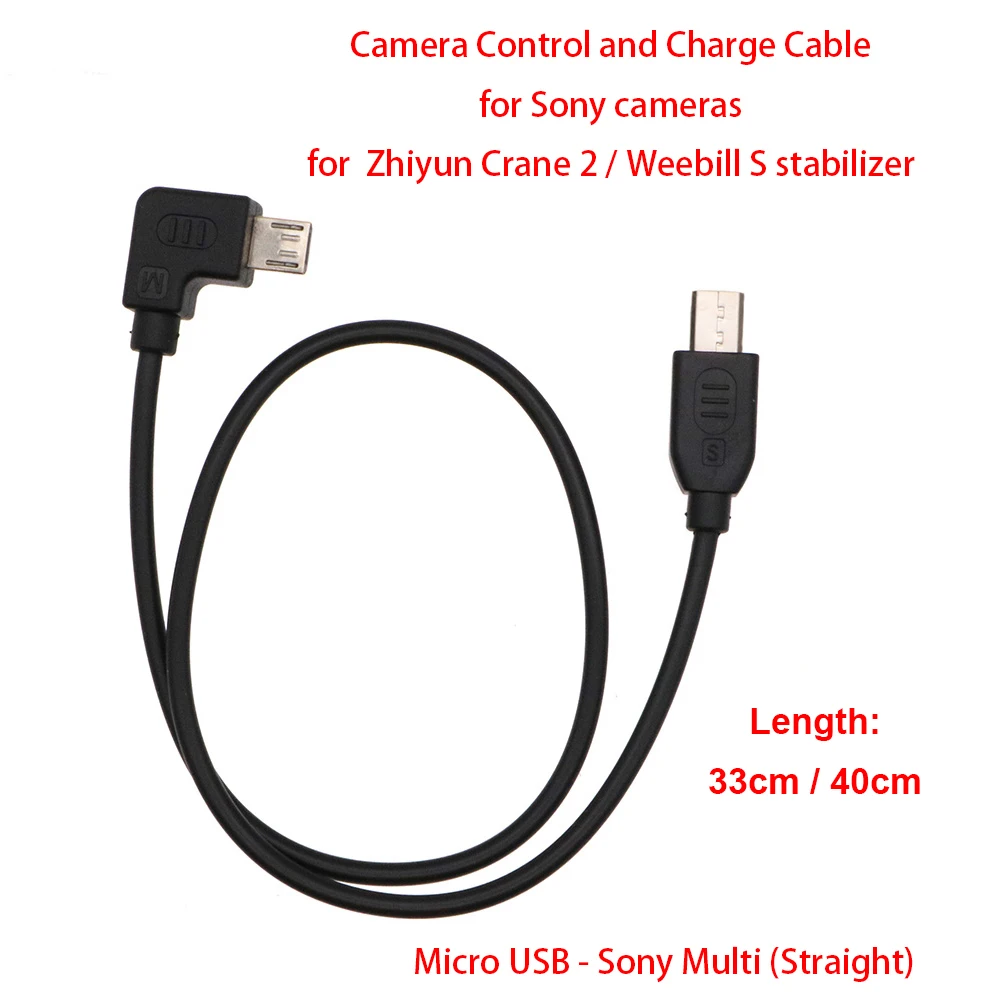 Estabilizador para Câmeras Sony Controle e Cabo de Carga Micro Usb para Multi Straight Zhiyun Crane Weebill s 33cm 40cm