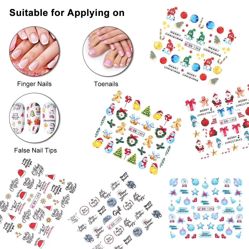 Новогодние съемные стикеры для ногтей водяные наклейки для ногтей s для рождественских наклейки для ногтей декорации аксессуары для ногтей инструмент