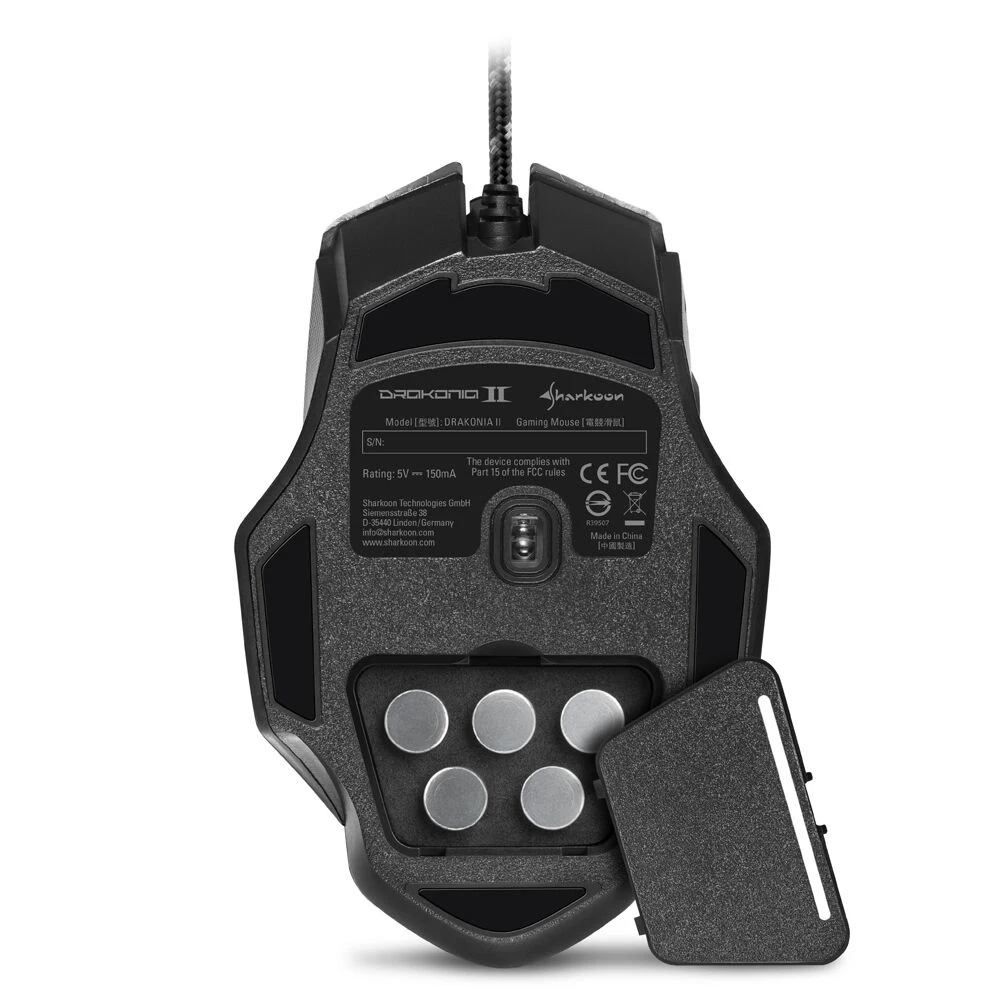 Мышь Sharkoon Drakonia II Black, оптическая, проводная, 15000 dpi, USB, подсветка RGB, цвет: черный