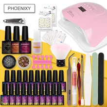 Набор для ногтей, набор гель-лаков для ногтей 80 Вт, светодиодная лампа, Гель-лак, аксессуары для ногтей, впитывается, украшения для ногтей, инструменты для дизайна ногтей, маникюрный набор