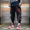 Men Hip Hop Black Cargo Pants joggers Sweatpants Overalls Men Ribbons Streetwear Harem Pants Women Fashions Trousers ► Photo 1/6